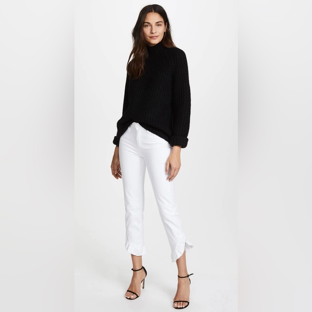 PAIGE HOXTON STRAIGHT ANKLE HIGH RISE CURVED RUFFLE NWT JEANS WHITE SIZE 25